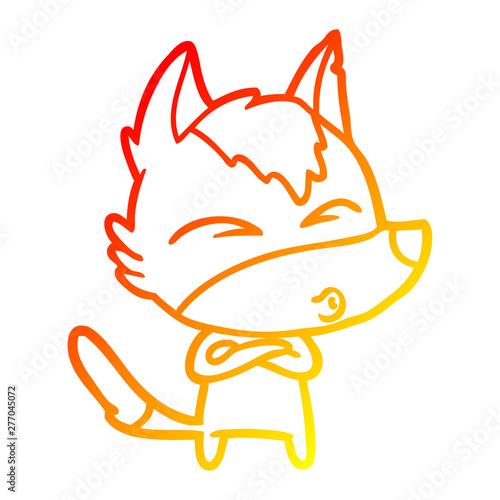 warm gradient line drawing cartoon wolf whistling