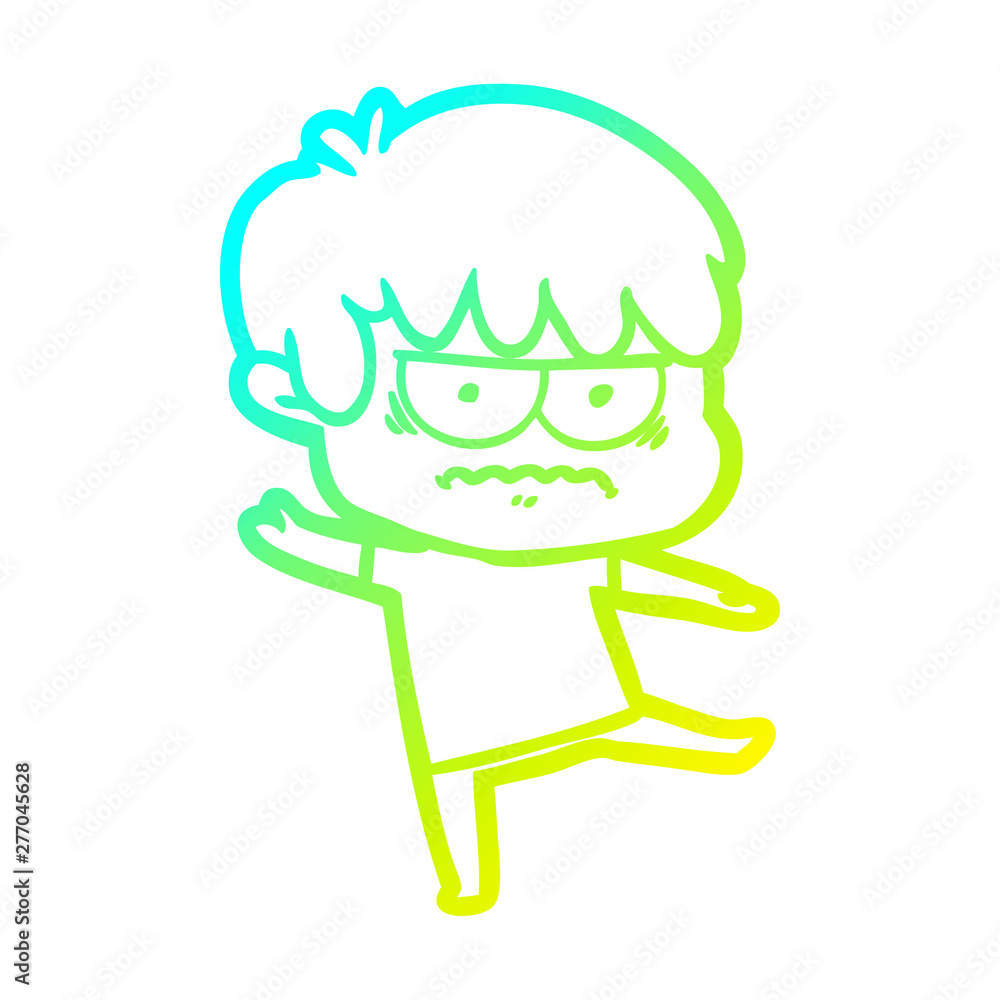 cold gradient line drawing annoyed cartoon boy cold gradient line drawing annoyed cartoon boy