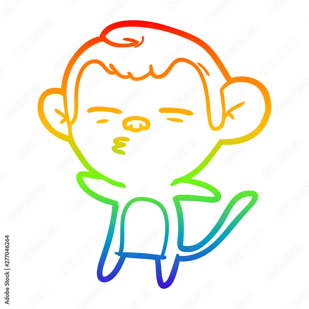 rainbow gradient line drawing cartoon suspicious monkey rainbow gradient line drawing cartoon suspicious monkey