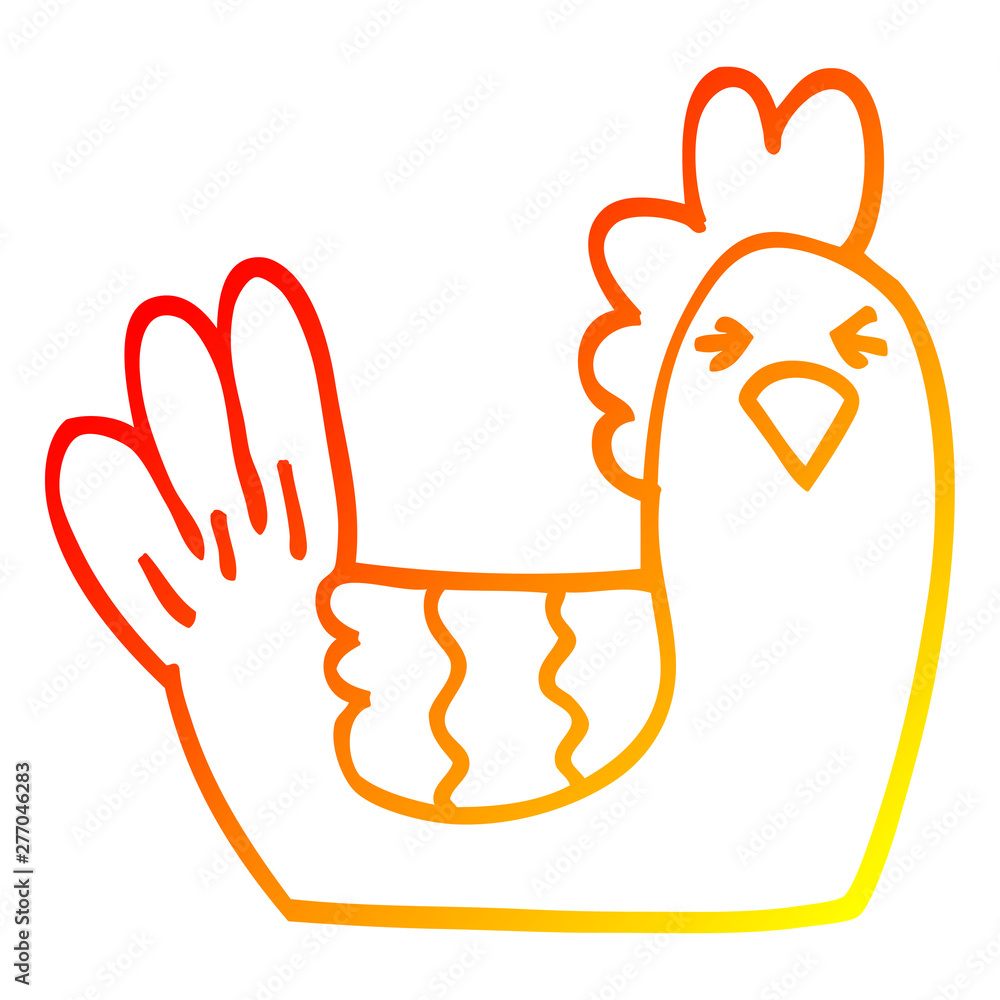 warm gradient line drawing cartoon roosting hen warm gradient line drawing cartoon roosting hen