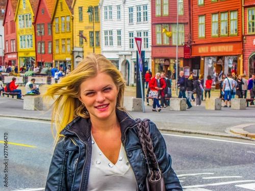 Beautiful girl in Bergen, Norway photo