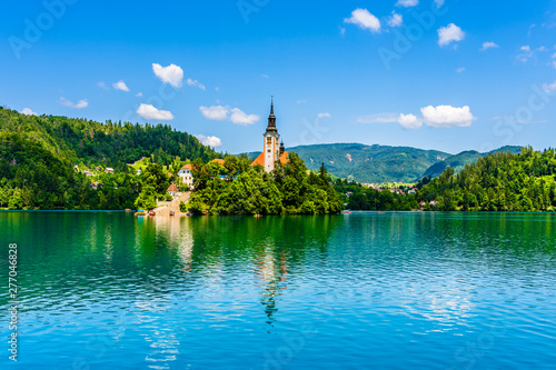 Wallpaper Mural Iconic landscape of Lake Bled and the church island in the middle of the lake with water reflections in Bled, Slovenia Torontodigital.ca