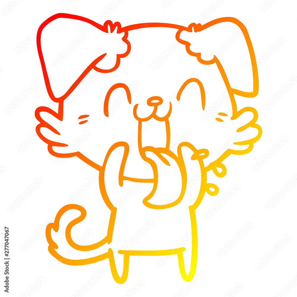 warm gradient line drawing cartoon panting dog warm gradient line drawing cartoon panting dog