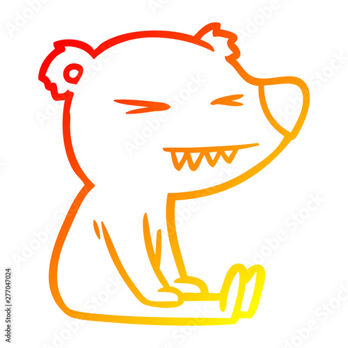 warm gradient line drawing angry polar bear cartoon