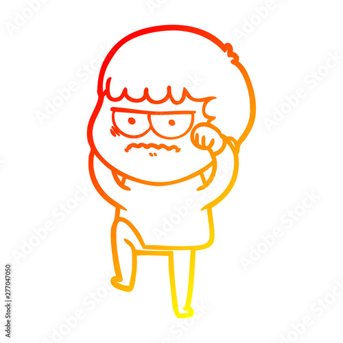 warm gradient line drawing cartoon annoyed man