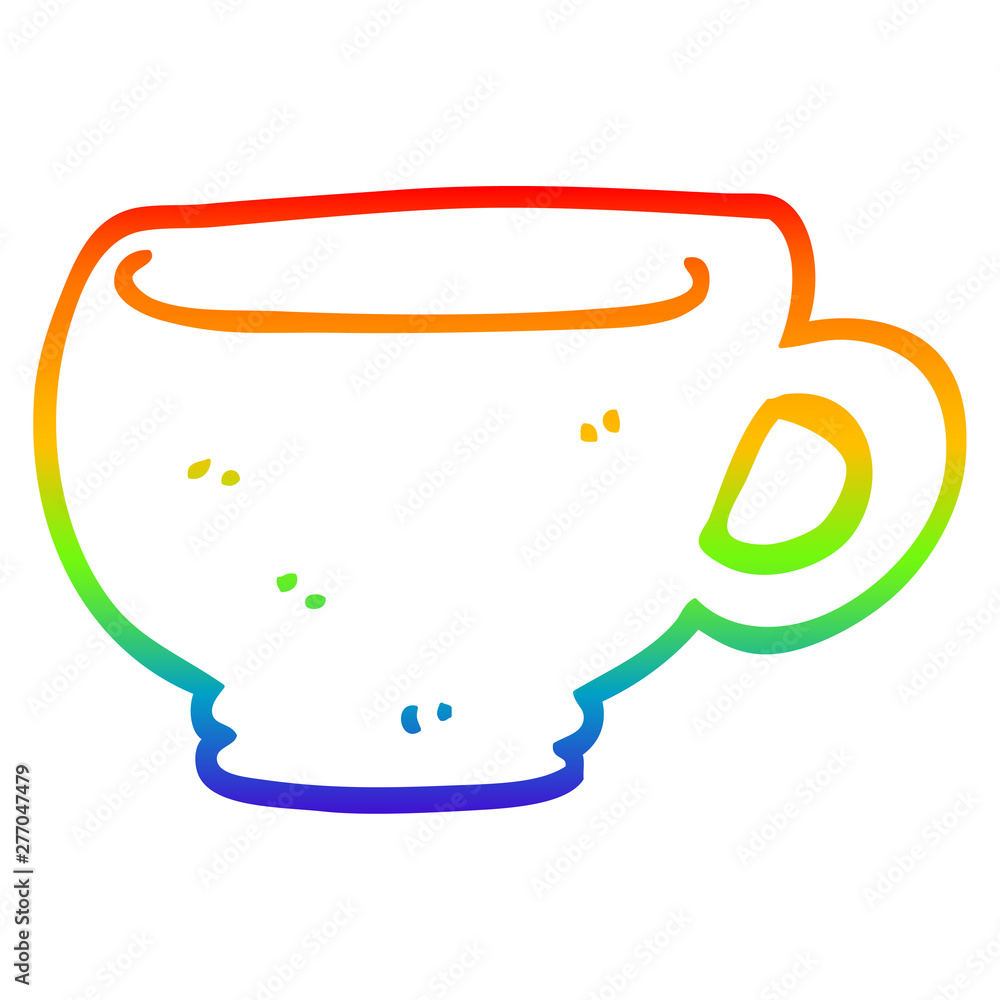 Obraz premium rainbow gradient line drawing cartoon cup