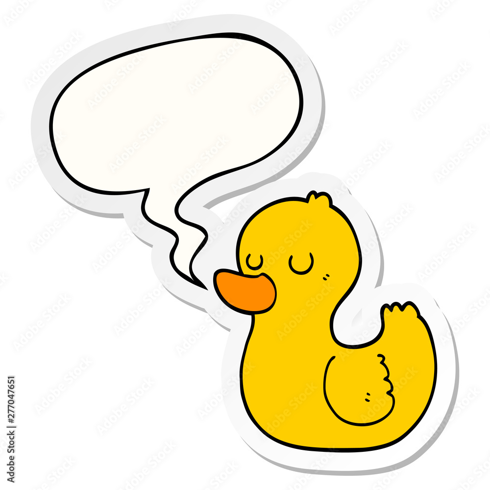 cartoon duck and speech bubble sticker cartoon duck and speech bubble sticker