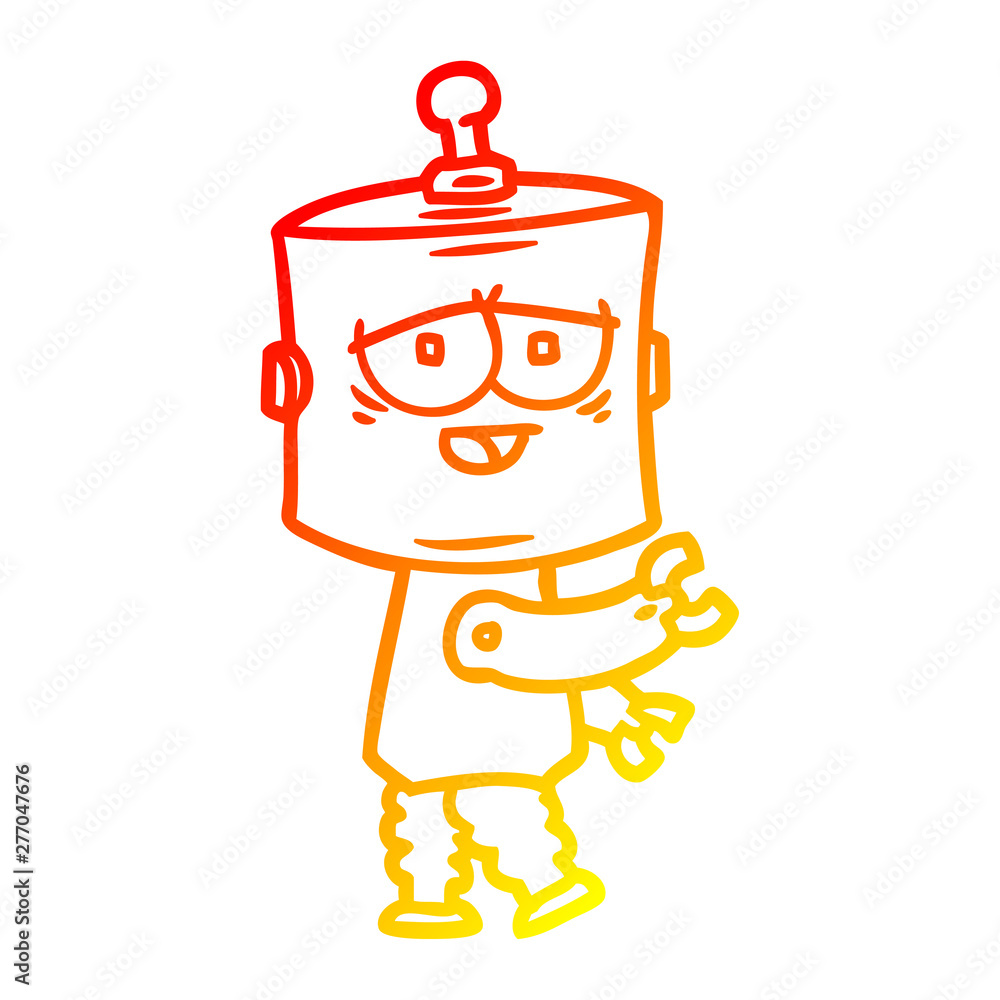 warm gradient line drawing cartoon robot warm gradient line drawing cartoon robot