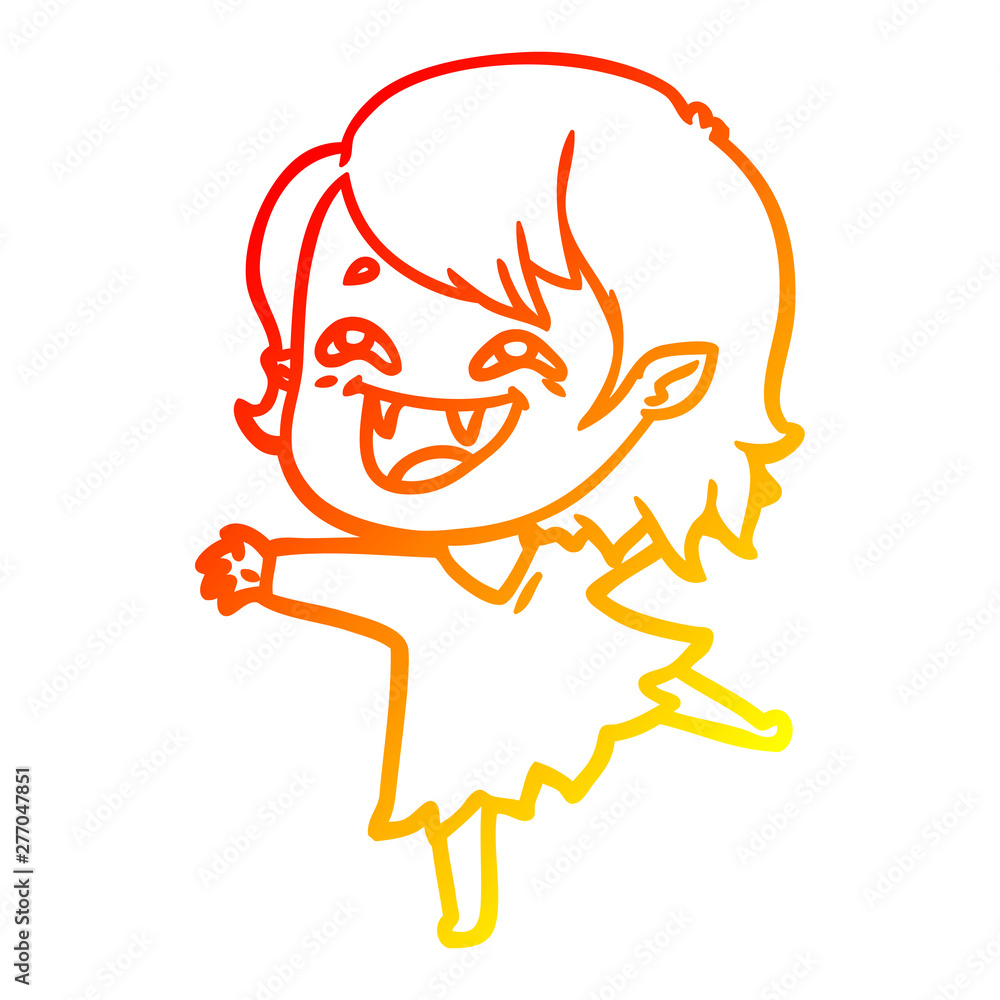 warm gradient line drawing cartoon laughing vampire girl warm gradient line drawing cartoon laughing vampire girl
