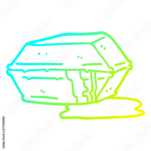 cold gradient line drawing cartoon greasy take out food