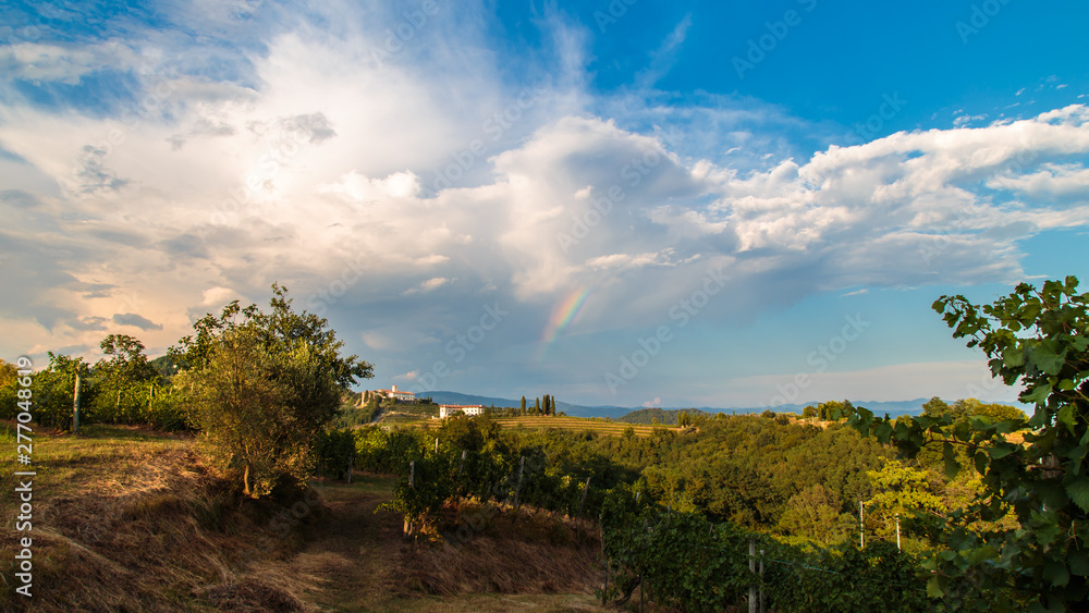 Sunset in the vineyards of Rosazzo after the storm