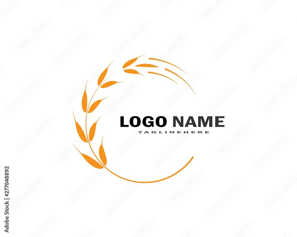 Obraz premium Agriculture wheat Logo Template vector icon design 