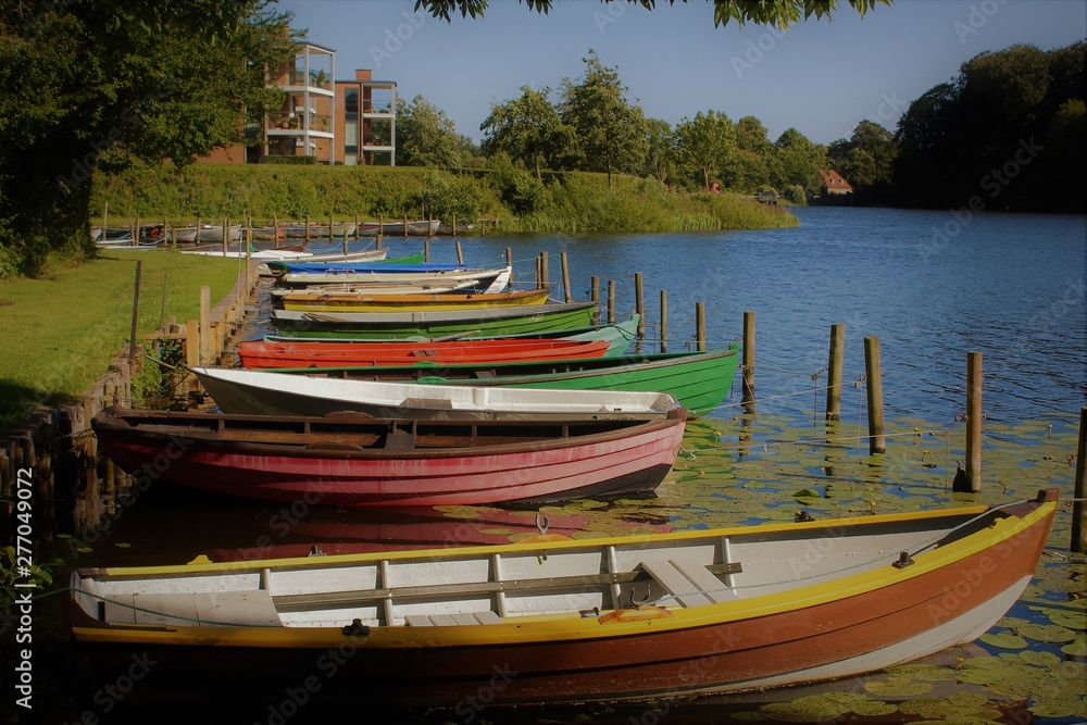 colorful boats on the lake