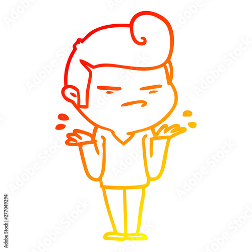 warm gradient line drawing cartoon cool guy with fashion hair cut