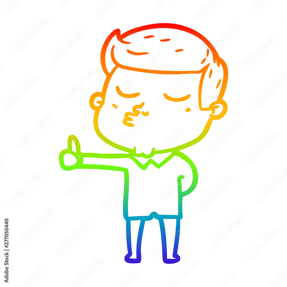 rainbow gradient line drawing cartoon model guy pouting