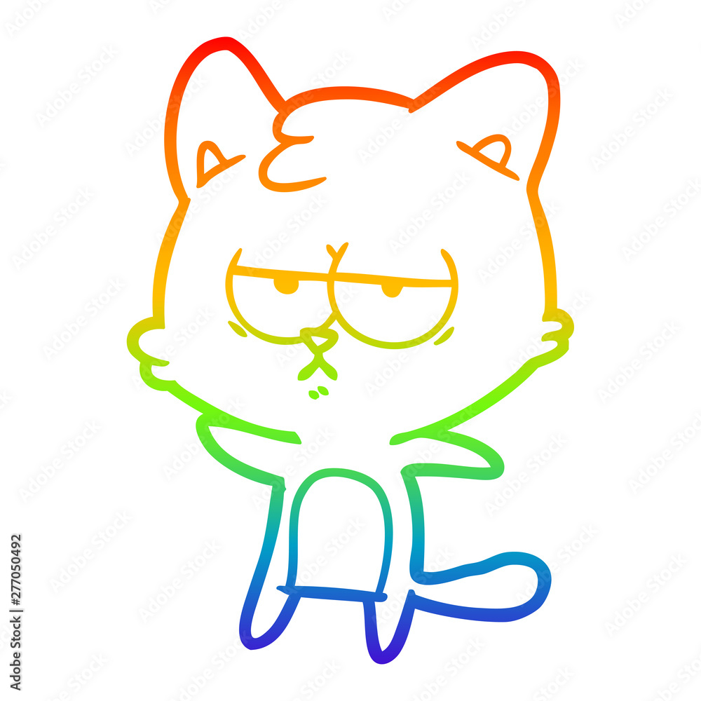 rainbow gradient line drawing bored cartoon cat rainbow gradient line drawing bored cartoon cat