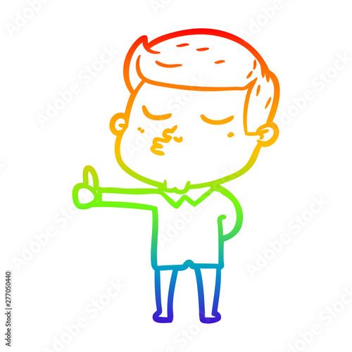 rainbow gradient line drawing cartoon model guy pouting