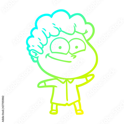 cold gradient line drawing cartoon happy man