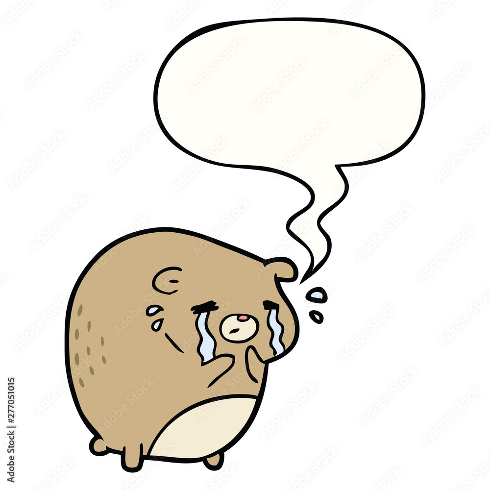 cartoon crying bear and speech bubble cartoon crying bear and speech bubble