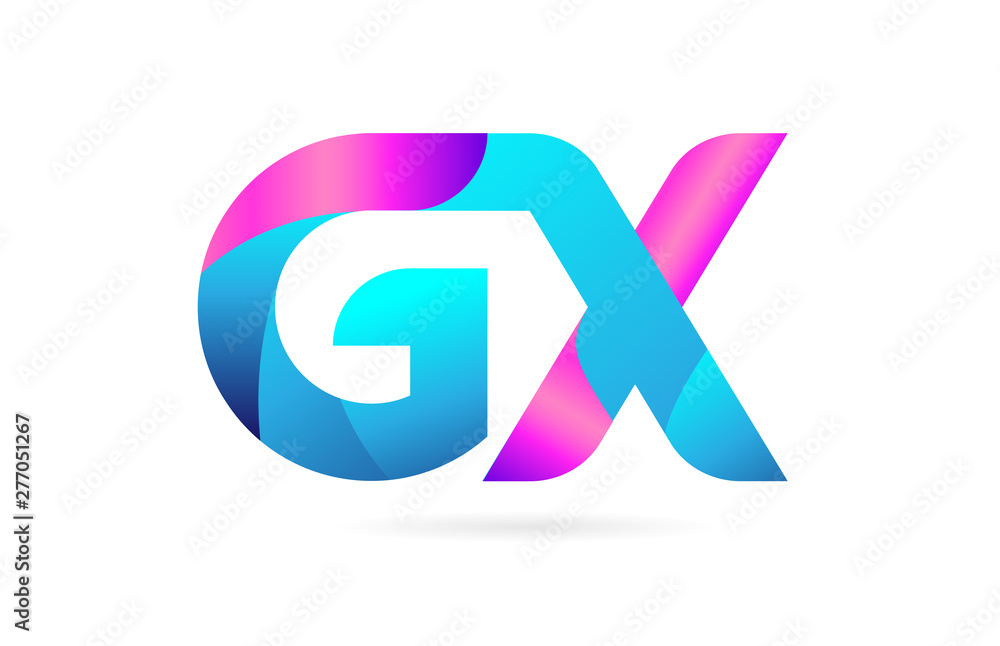 pink blue alphabet letter GX G X combination logo icon design pink blue alphabet letter GX G X combination logo icon design