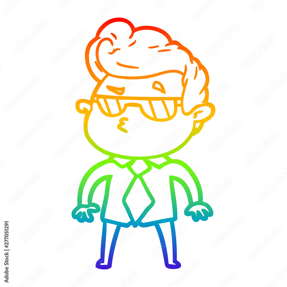 rainbow gradient line drawing cartoon cool guy