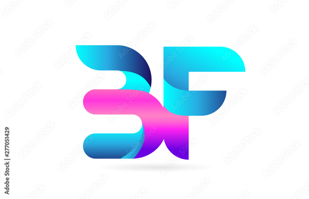 pink blue alphabet letter BF B F combination logo icon design pink blue alphabet letter BF B F combination logo icon design