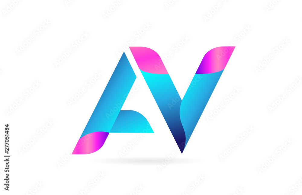 pink blue alphabet letter AV A V combination logo icon design pink blue alphabet letter AV A V combination logo icon design