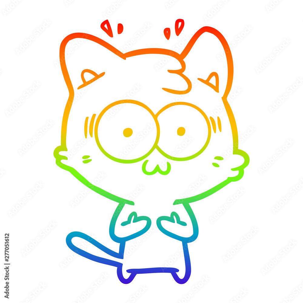rainbow gradient line drawing cartoon surprised cat rainbow gradient line drawing cartoon surprised cat