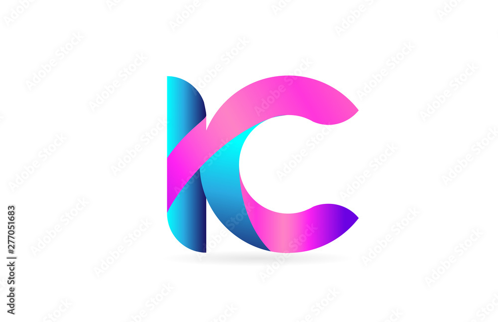 pink blue alphabet letter IC I C combination logo icon design