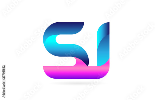 Fototapeta Naklejka Na Ścianę i Meble -  pink blue alphabet letter SJ S J combination logo icon design