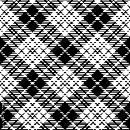 Blackberry clan tartan diagonal black white seamless fabric texture