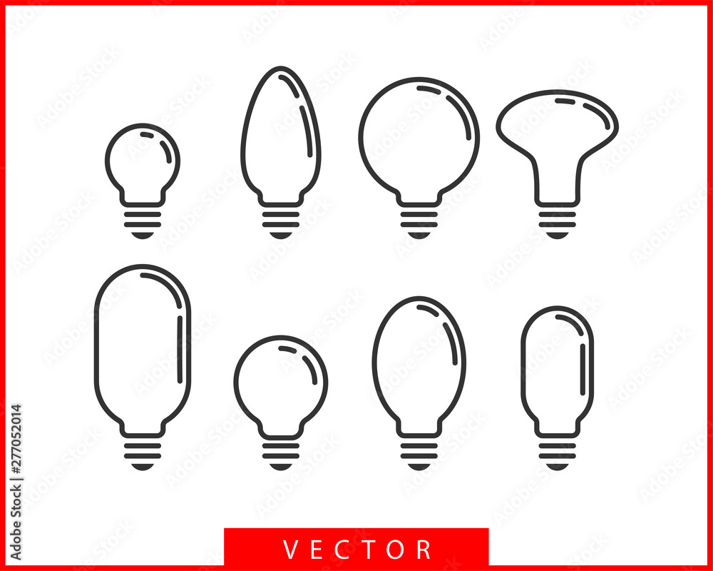 Light bulb icon vector. Llightbulb idea logo concept. Set lamps electricity icons web design element. Led lights isolated silhouette. Light bulb icon vector. Llightbulb idea logo concept. Set lamps electricity icons web design element. Led lights isolated silhouette.