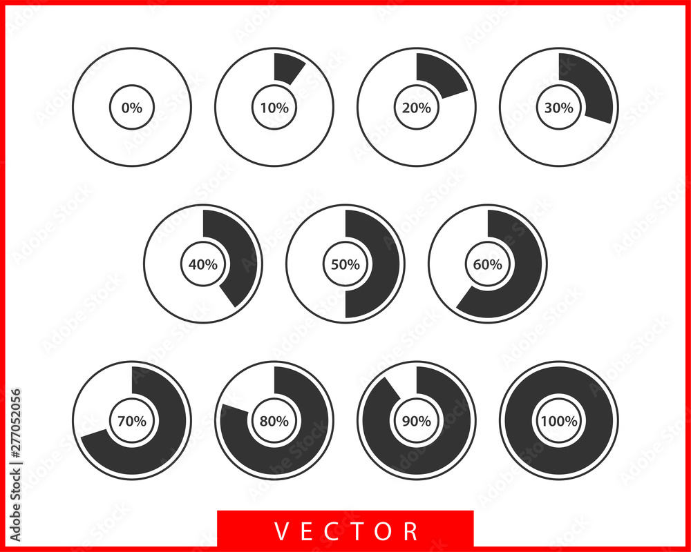 Set pie chart icons. Circle diagram vector. Collection Charts graphs ...