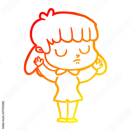 warm gradient line drawing cartoon indifferent woman