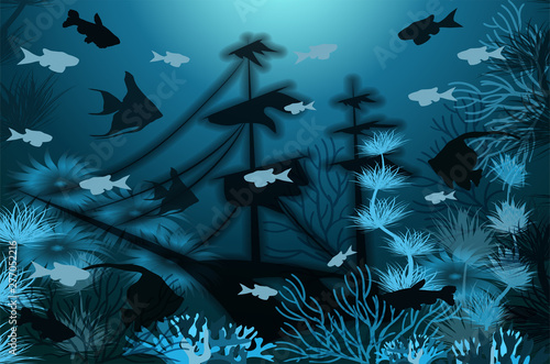 Underwater tropical background  vector illustration