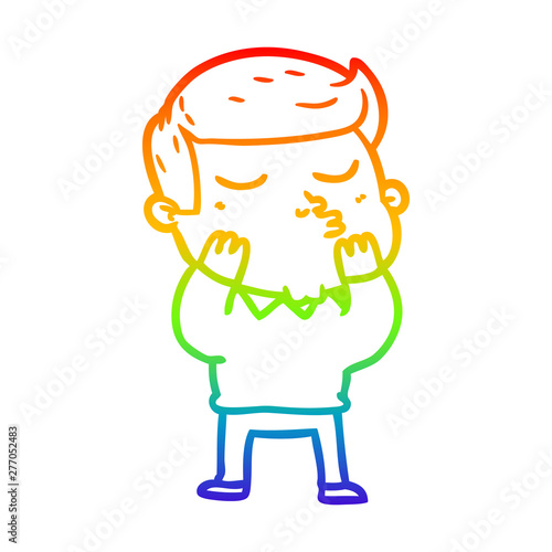rainbow gradient line drawing cartoon model guy pouting
