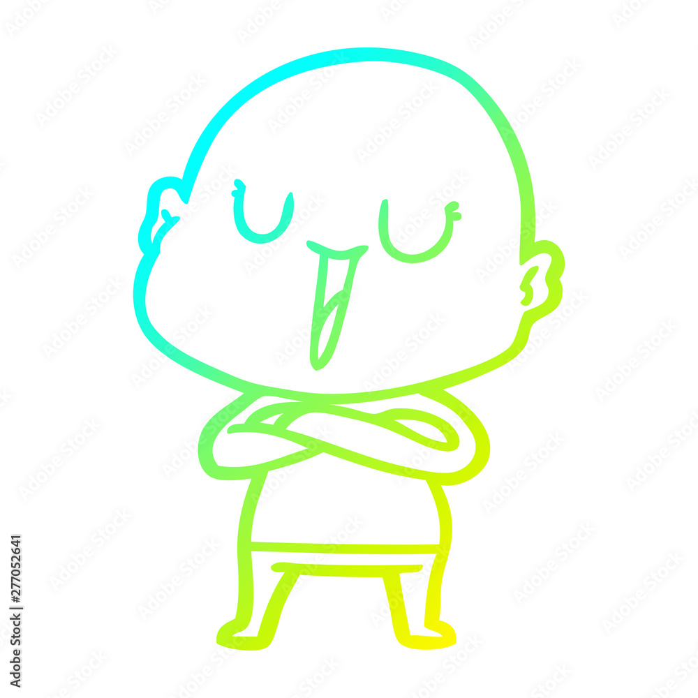 cold gradient line drawing happy cartoon bald man cold gradient line drawing happy cartoon bald man