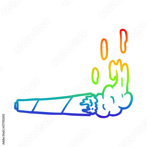 rainbow gradient line drawing marijuana joint