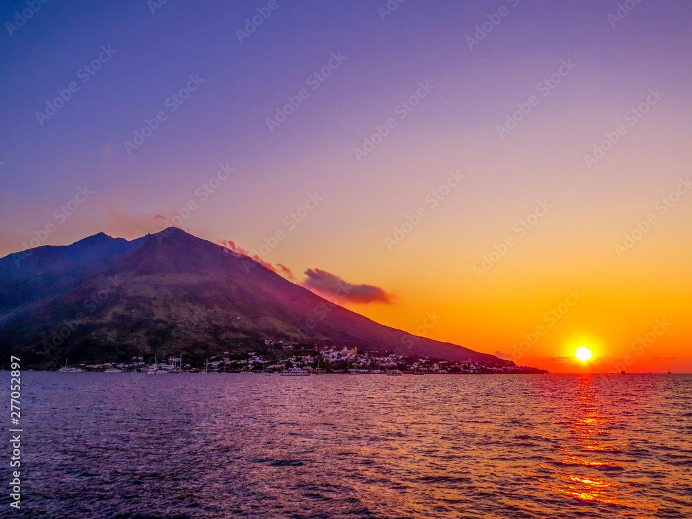 Fototapeta premium Sunset in Stromboli, Italy