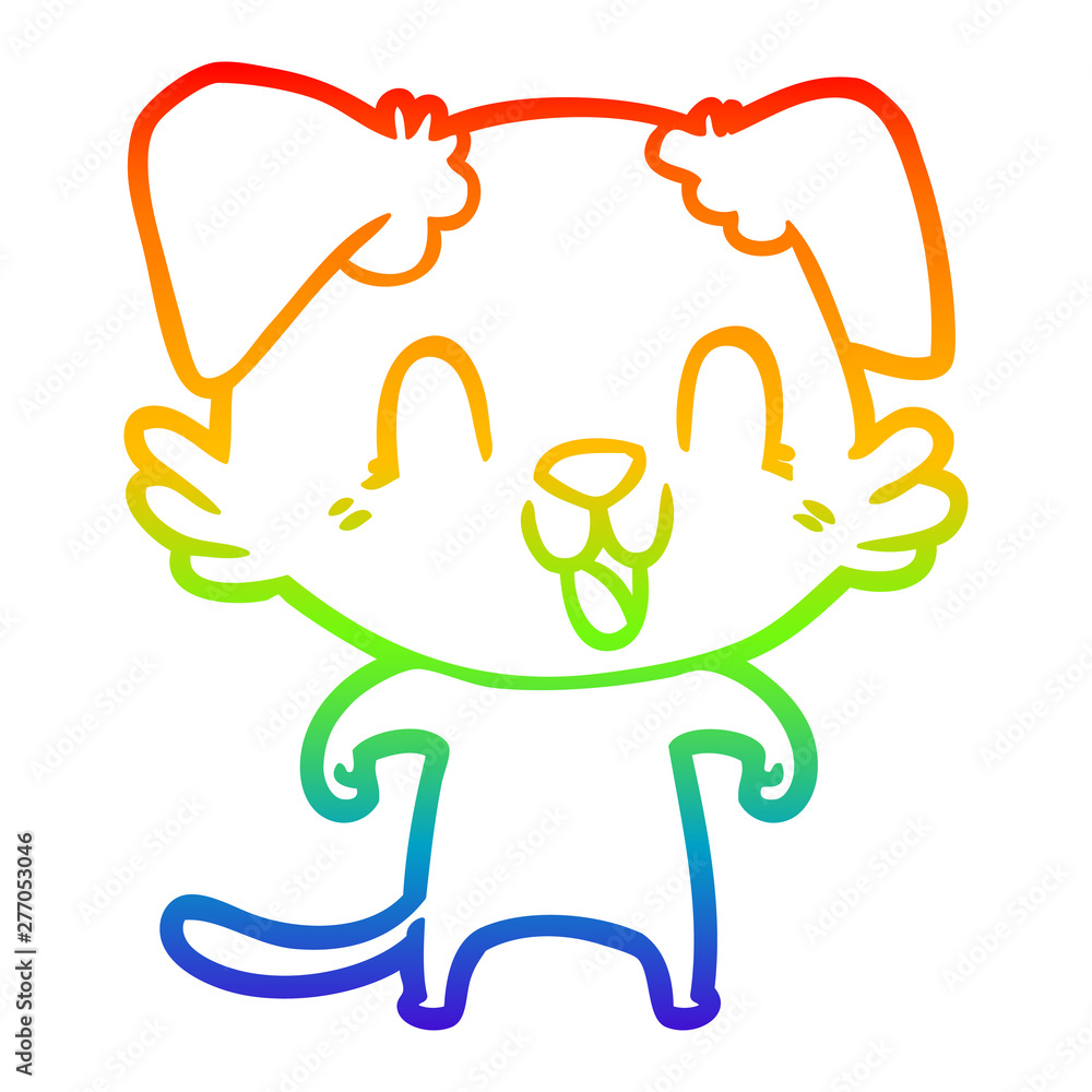 rainbow gradient line drawing laughing cartoon dog rainbow gradient line drawing laughing cartoon dog
