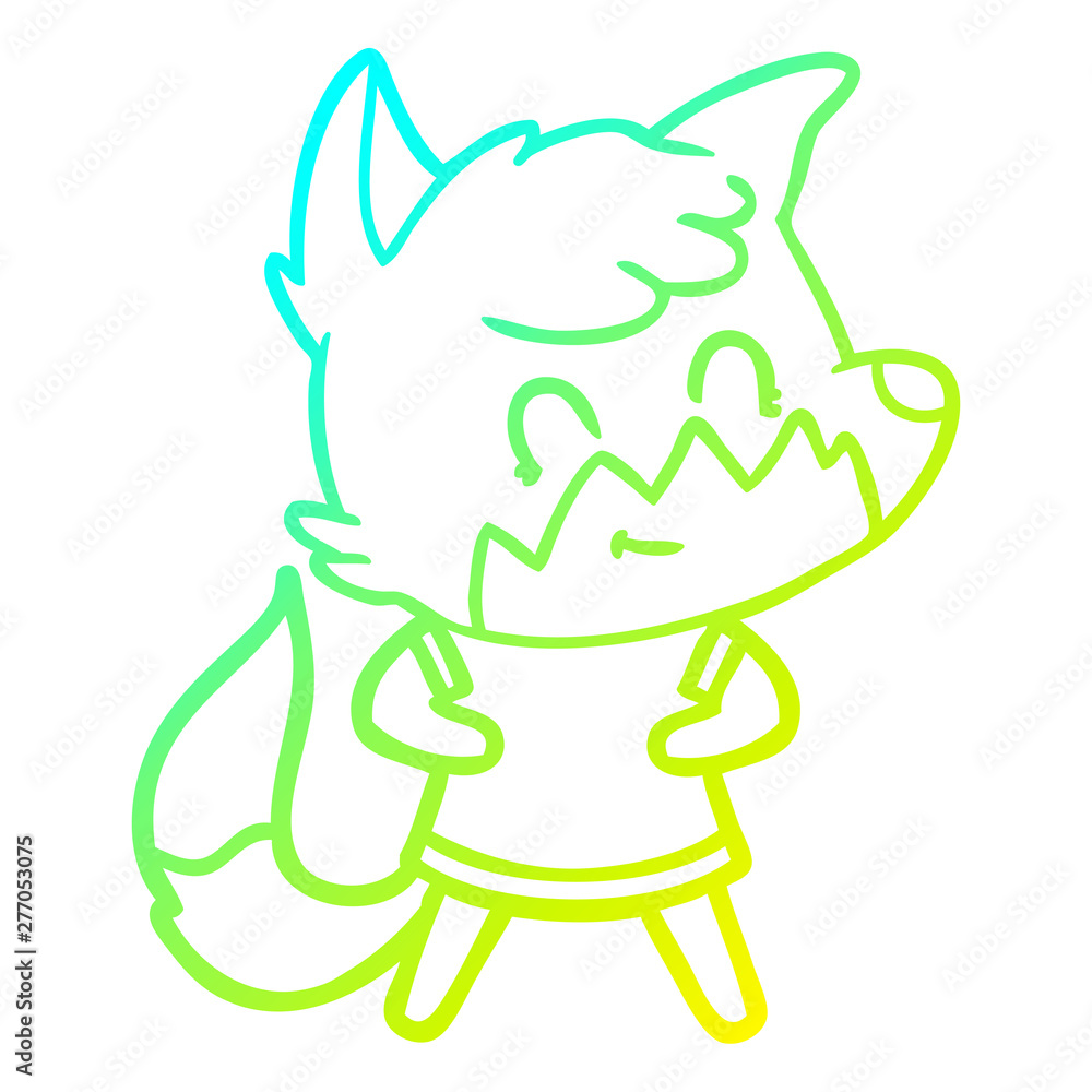 cold gradient line drawing cartoon friendly fox cold gradient line drawing cartoon friendly fox