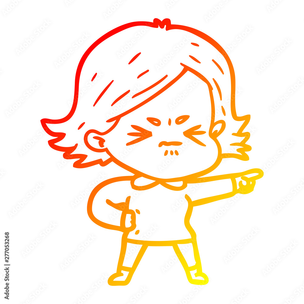 warm gradient line drawing cartoon angry woman warm gradient line drawing cartoon angry woman