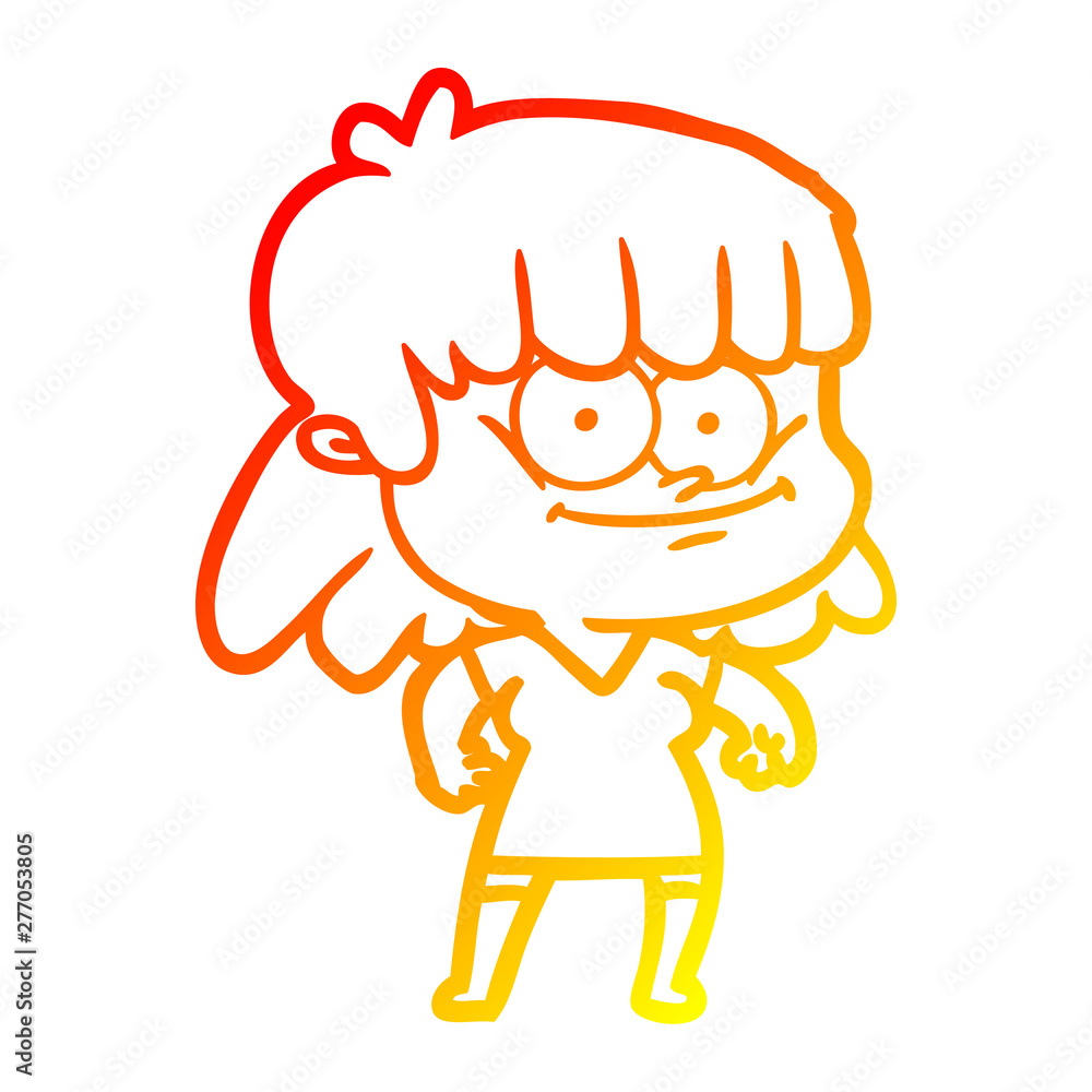 warm gradient line drawing cartoon girl smiling warm gradient line drawing cartoon girl smiling