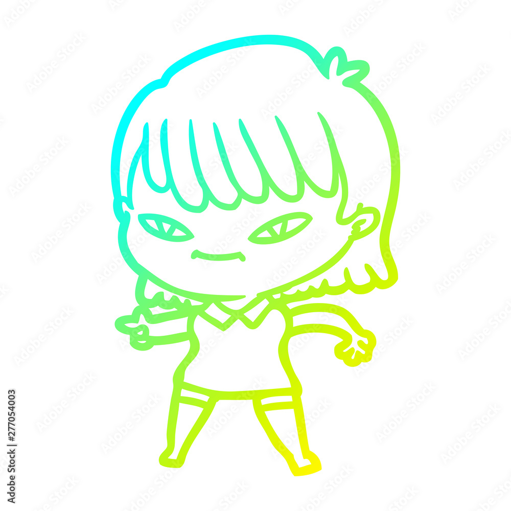 cold gradient line drawing cartoon pointing woman cold gradient line drawing cartoon pointing woman