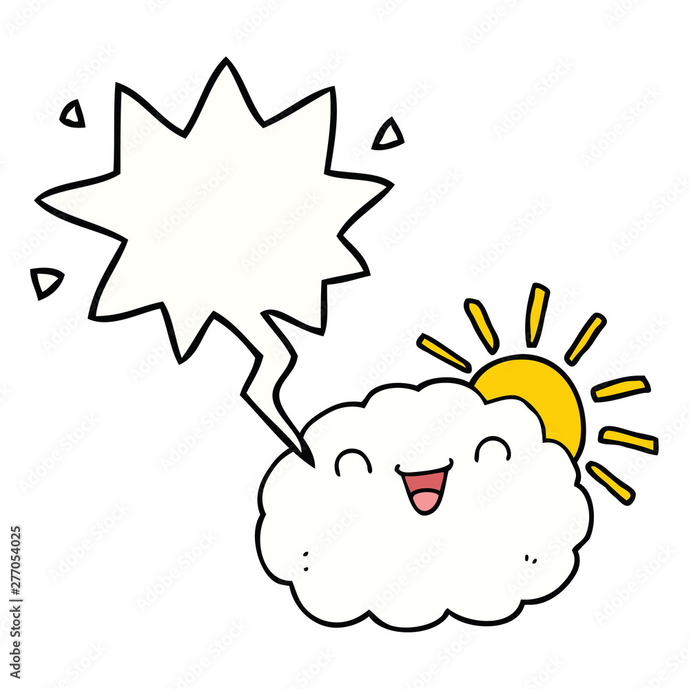 happy cartoon cloud and speech bubble happy cartoon cloud and speech bubble