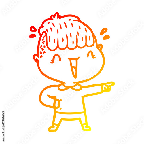 warm gradient line drawing cartoon happy boy surprised