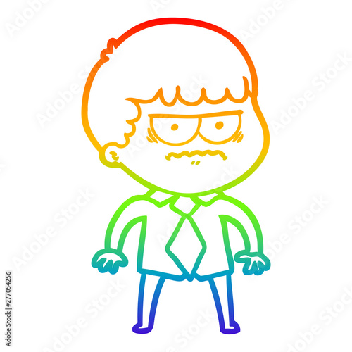 rainbow gradient line drawing cartoon annoyed man
