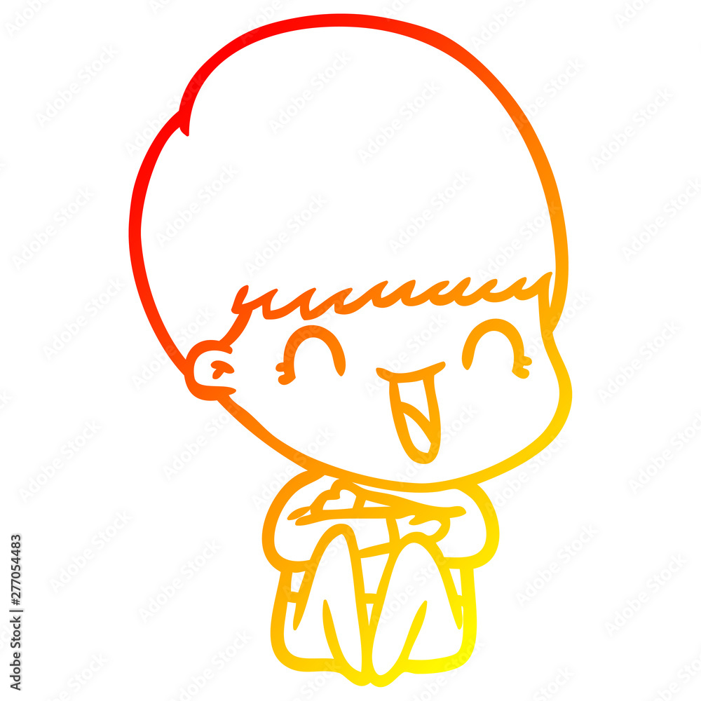 warm gradient line drawing happy cartoon boy warm gradient line drawing happy cartoon boy
