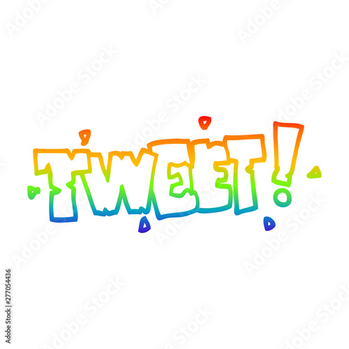 rainbow gradient line drawing cartoon bird tweet