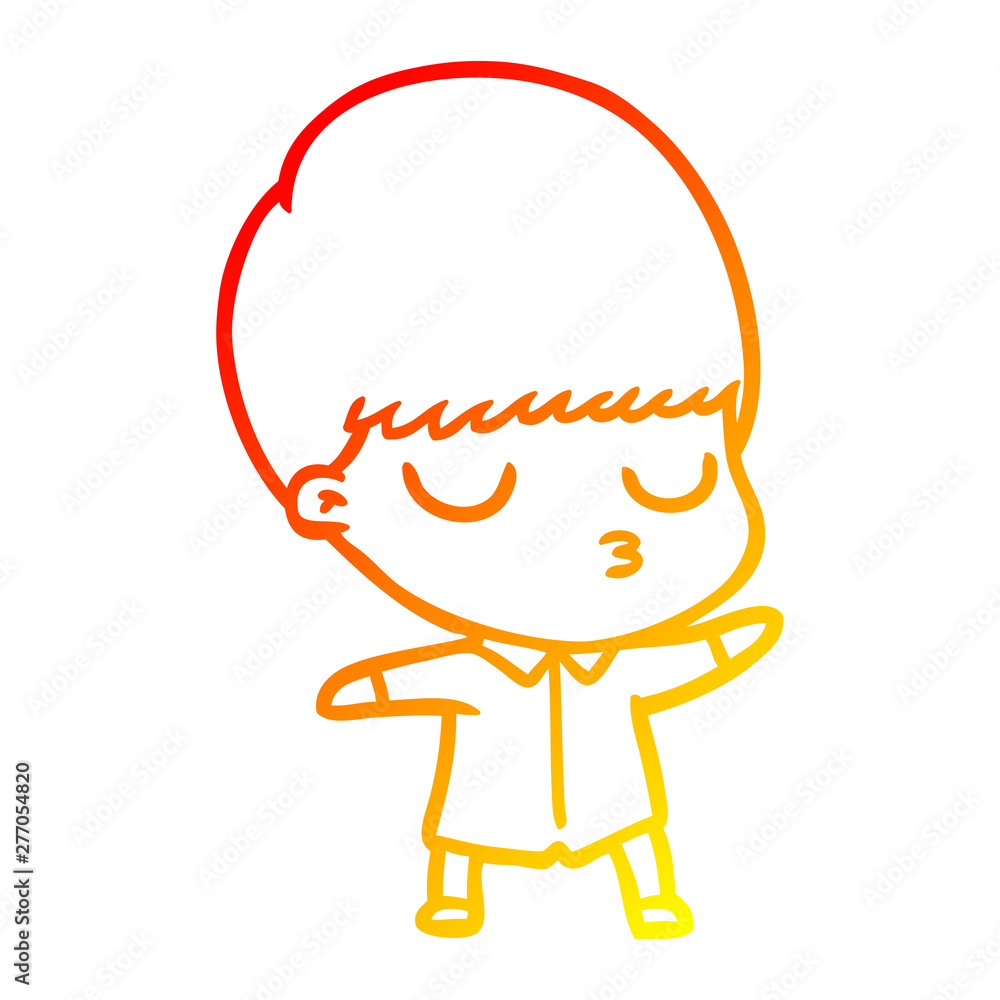 warm gradient line drawing cartoon calm boy warm gradient line drawing cartoon calm boy